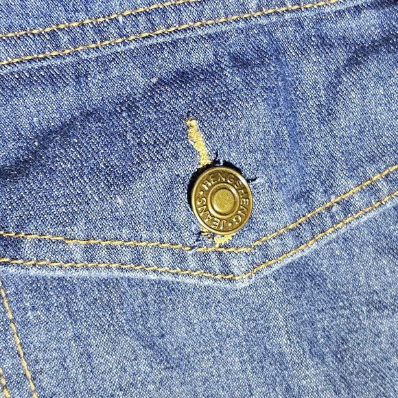 HengSheng Jeans Sherpa Lined Dark Denim Button-Down Jacket Winter MED Blue MENS - Picture 6 of 10